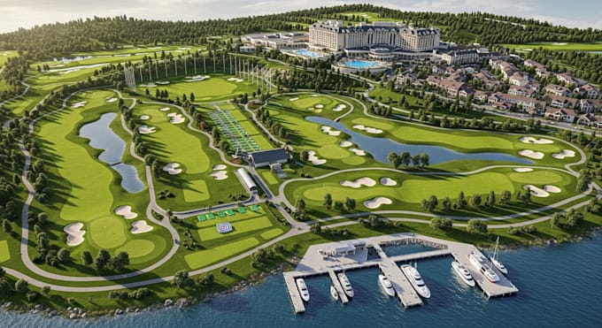 do 2d or 3d golf course and resort masterplan with your google earth map
