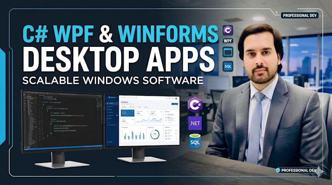 develop c sharp wpf, winforms desktop application or windows software