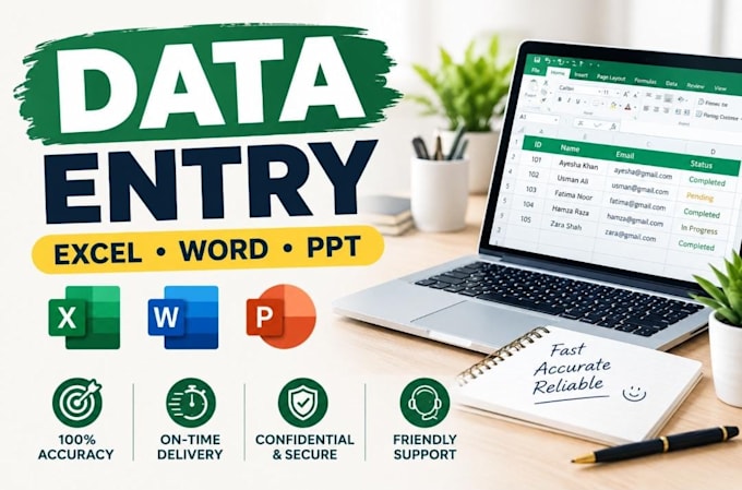 do data entry, ms word, and powerpoint work