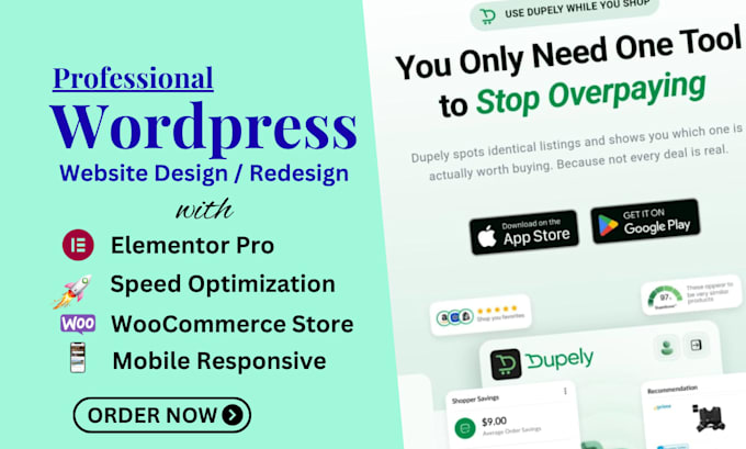 redesign wordpress website with elementor pro