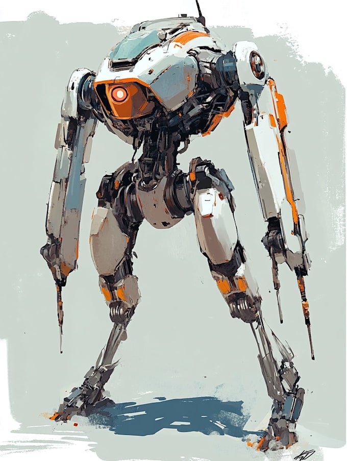 draw high quality robot, mecha concepts