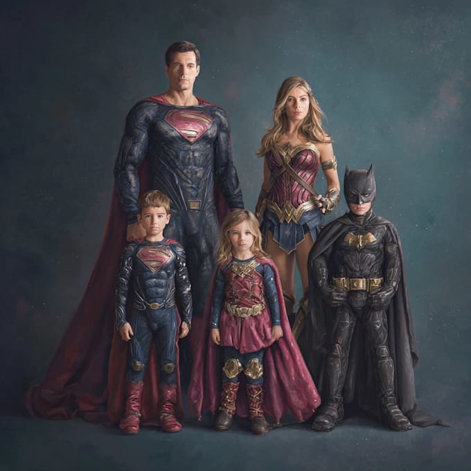 make a family superhero portraits for you