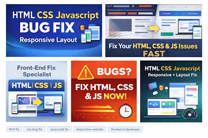 html CSS javascript bug fix responsive layout