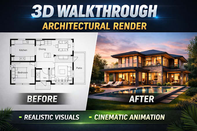 Create cinematic 3d architectural walkthrough animation by ...