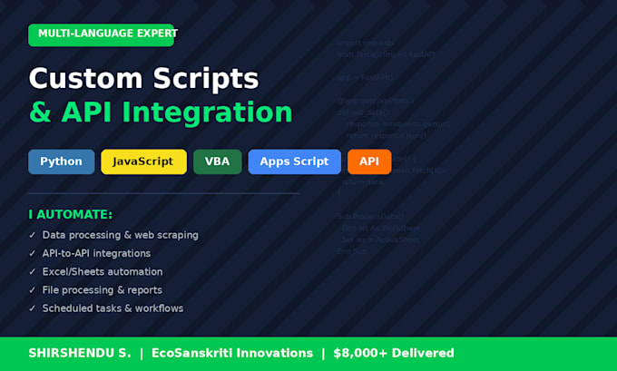 do python data processing, automation, ai scripts