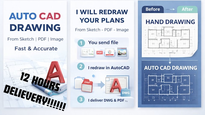 convert your sketch into professional cad drawings quickly