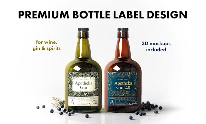design premium bottle labels for wine, gin and spirits