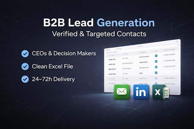 provide targetet b2b leads with verified email and contact research