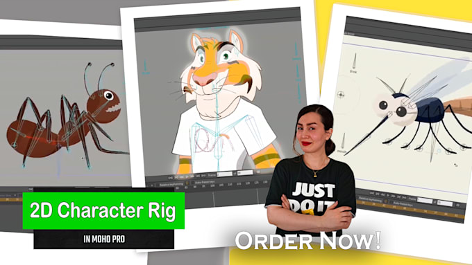 create a professional 2d character rig in moho with smart bones and controls