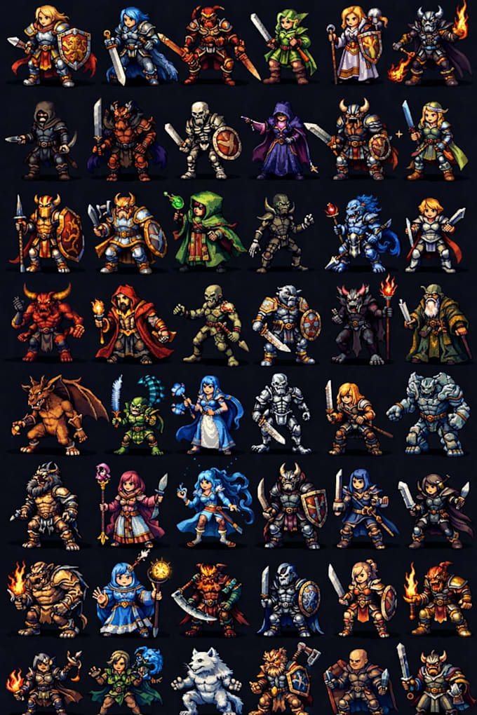create game art, character design,pixel design sprite design pixel art design
