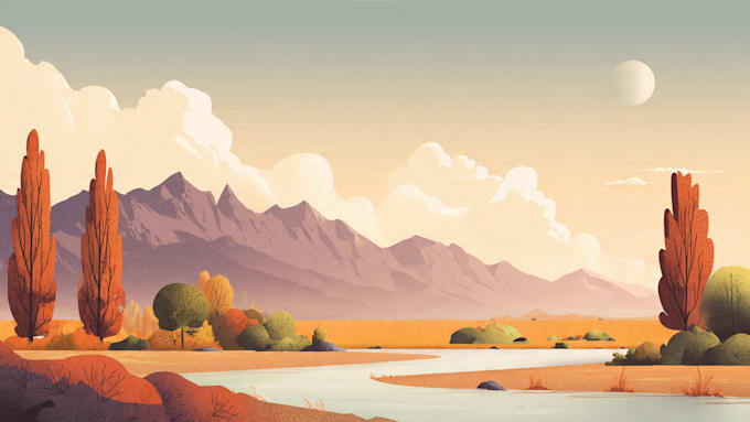 create a vector design flat mountain landscape