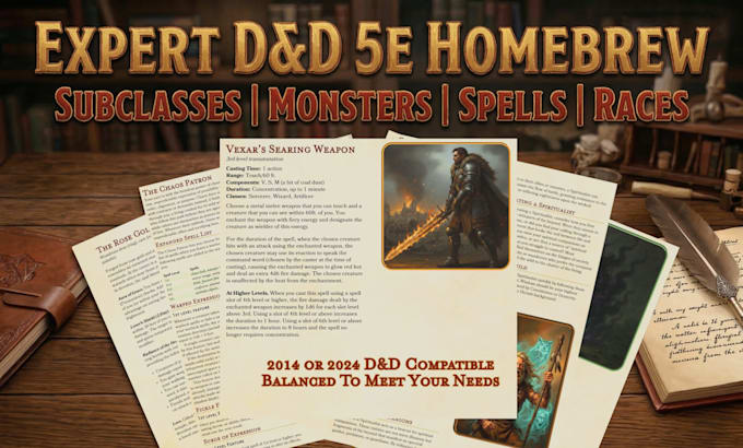 design custom dnd 5e monsters, spells, and magic items