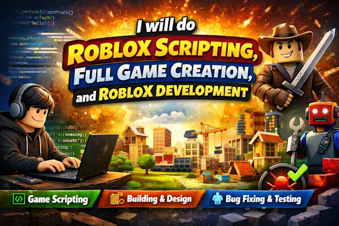 do roblox scripting, full game creation, and roblox development