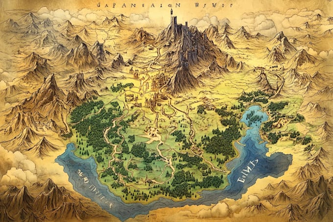 Draw a custom hand drawn fantasy map for dnd, rpg by Arlenehans | Fiverr