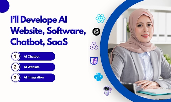 develop ai website, ai chatbot, ai mobile app, saas app and custom ai software
