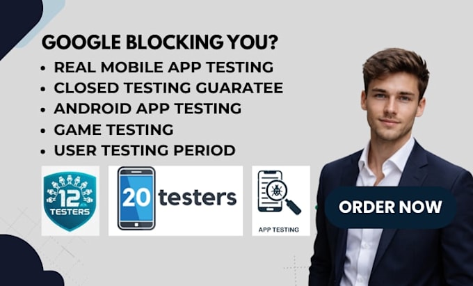 do 12 testers or 20 testers for google play closed testing with real mobile app