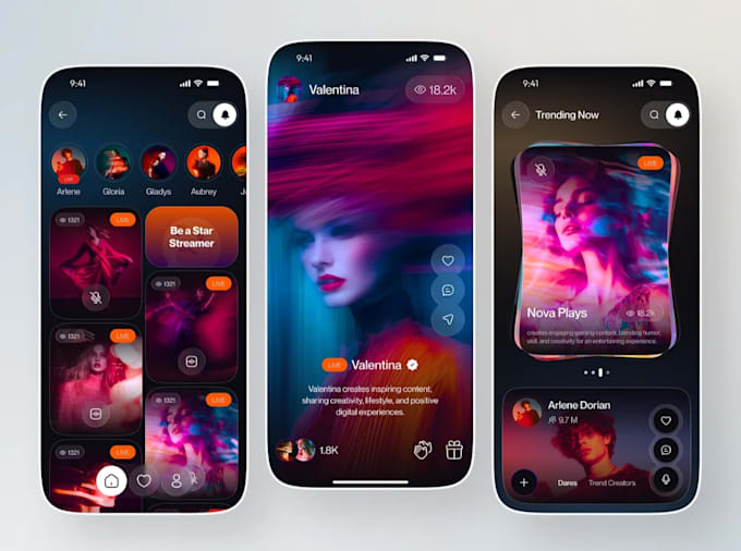 create a tiktok style live streaming app with liquid glass