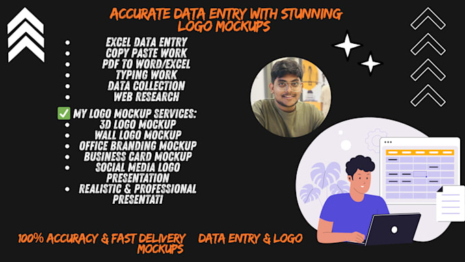 do accurate data entry, excel work and logo mockup