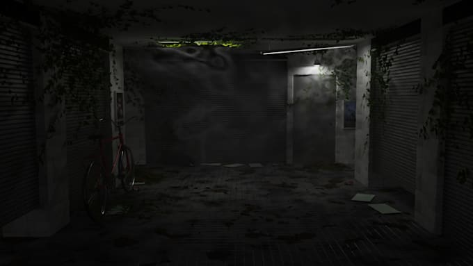 create a dark atmospheric 3d environment or horror game art