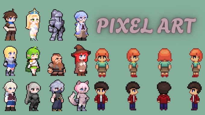 pixel character design pixel animation top down, isometric pixel art sprite