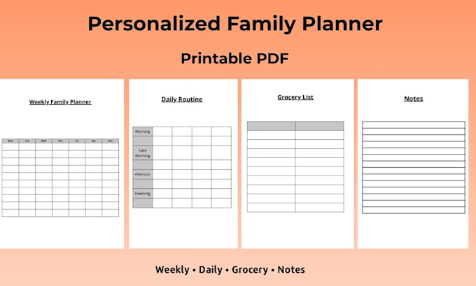 create a printable personalized family planner PDF