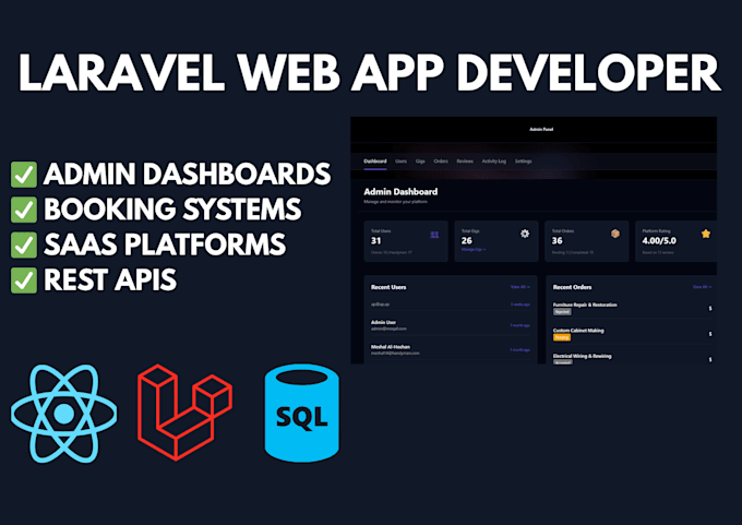 build a laravel saas app, admin dashboard or booking system