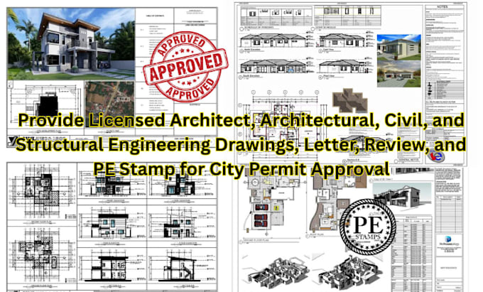 Provide license architect structural engineer, letter pe stamp in all ...