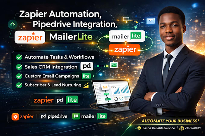 zapier automation, pipedrive integration, mailerlite campaigns and newsletter