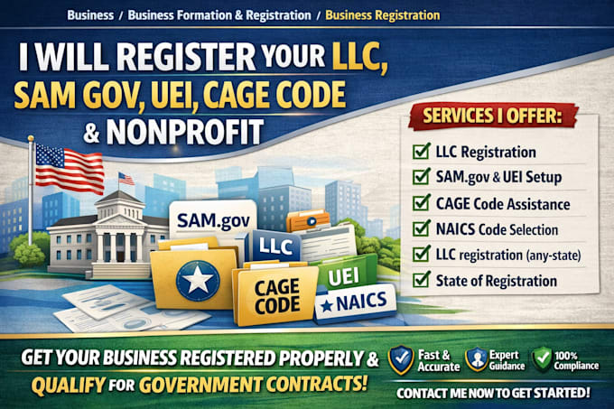 do sam gov nonprofit registration llc registration uei cage code naics code