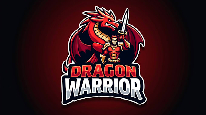 make unique dragon warrior logo with new concept