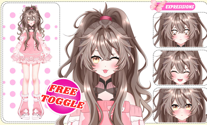 design vtuber model and rig live2d in anime for streaming