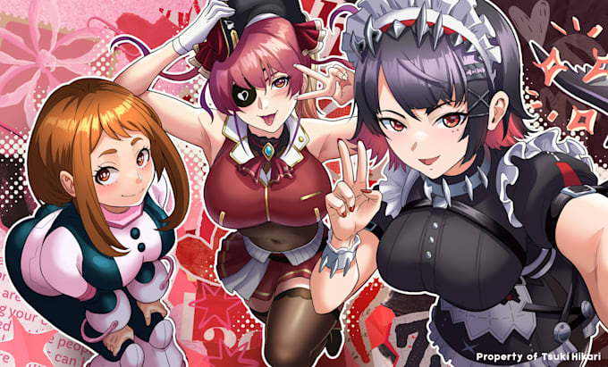 draw anime concept art character design or reference sheet for your oc fursona