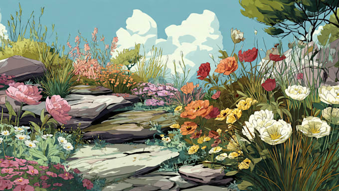 design realistic landscape illustration for you