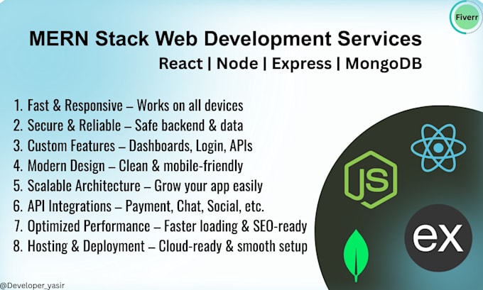 create react, node, mongodb mern stack web development services