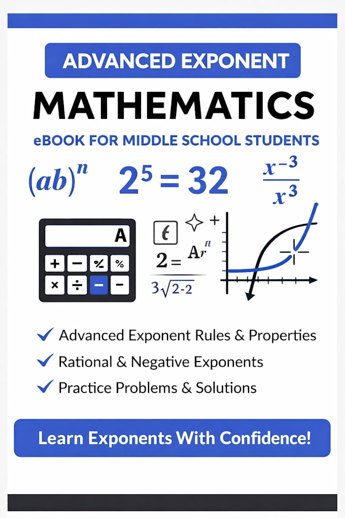design a printable exponents workbook PDF for elementary and middle school