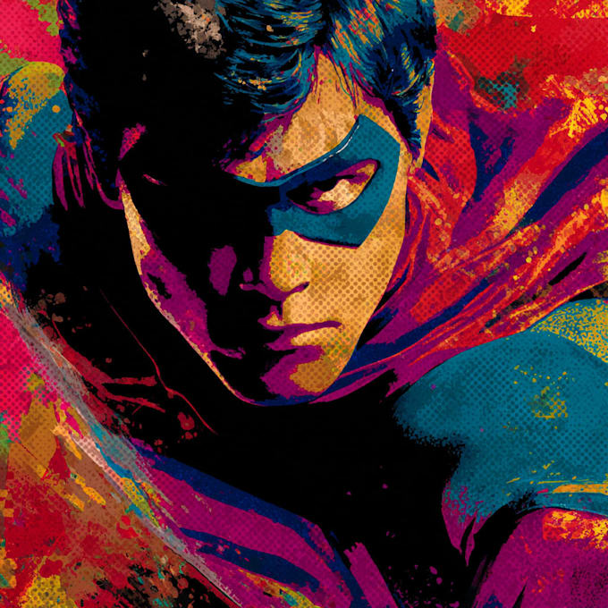 illustrate a superhero pop art portraits