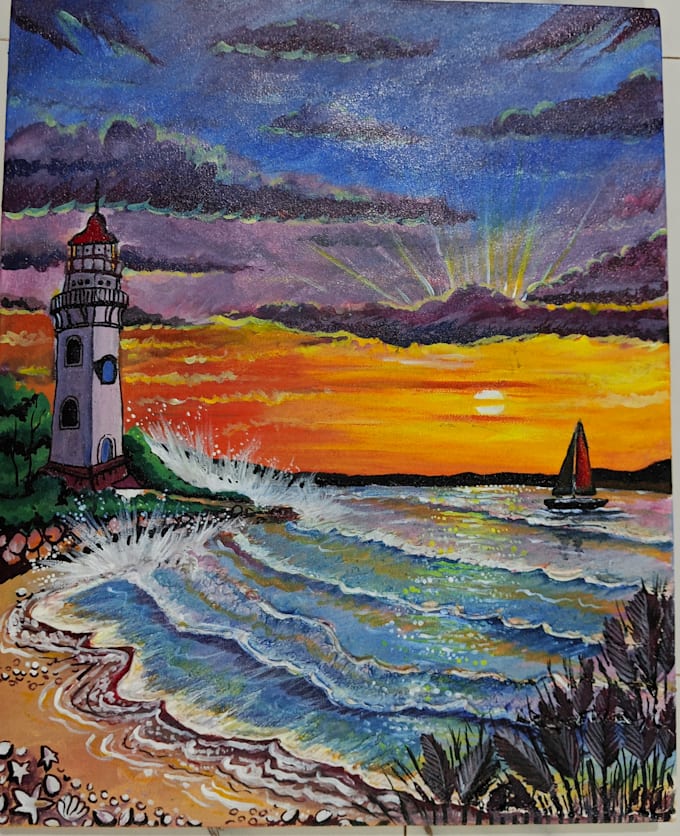 create handmade canvas scenery art and provide printable digital PDF