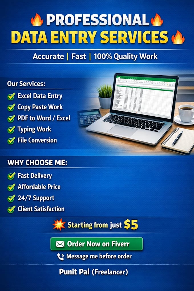 provide professional data entry and excel services