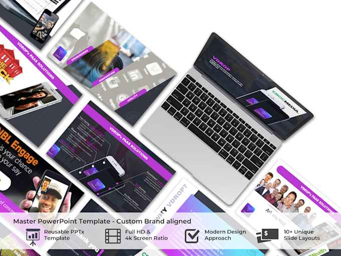 create brand powerpoint deck infographic master slide template design, redesign