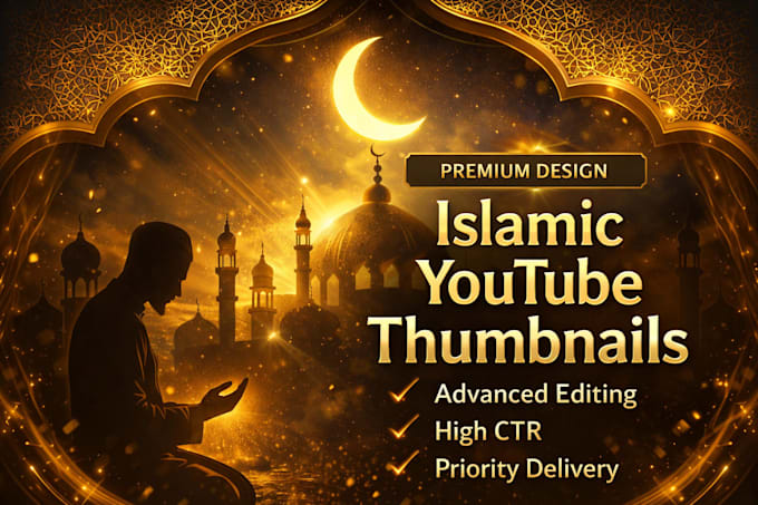 design high CTR gaming and islamic youtube thumbnails