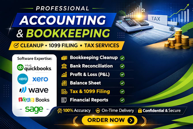 do quickbooks bookkeeping cleanup, 1099 filing, tax