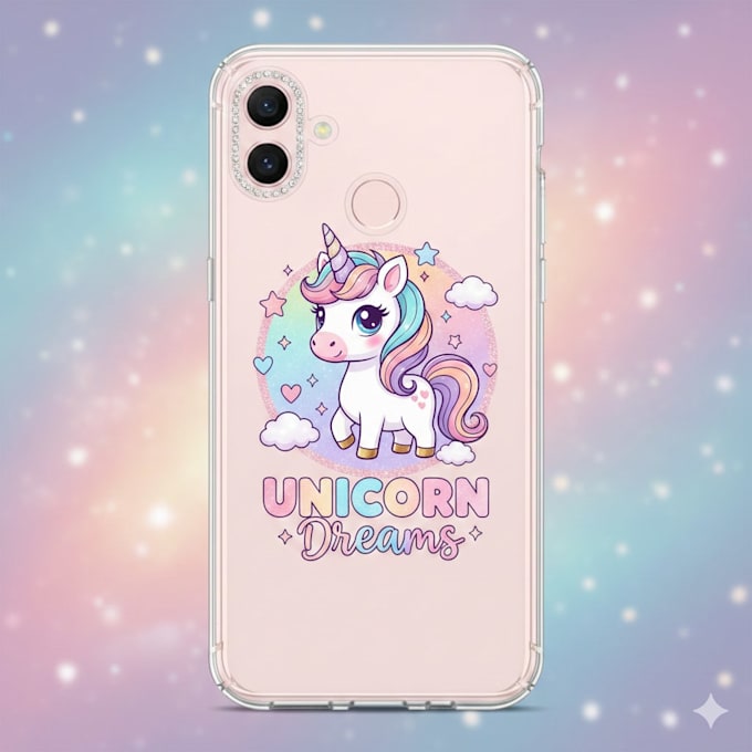 do cute unicorn logo mobile case design 1 day