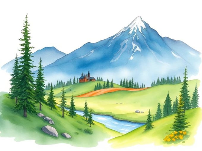 make watercolor landscape design