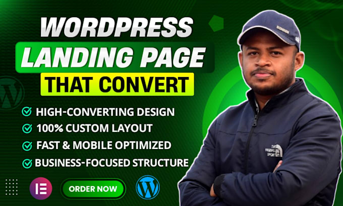 create responsive wordpress landing page design, elementor landing page
