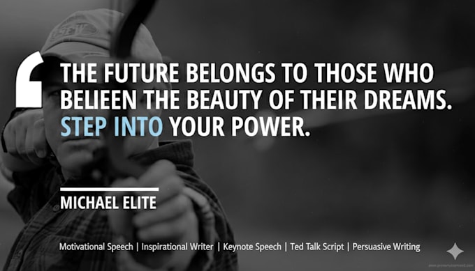 write powerpoint motivational qoute, empowering tips