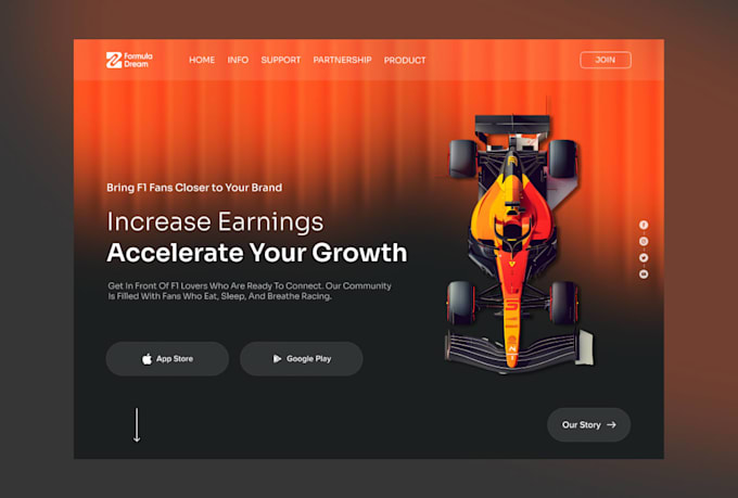 dark theme landing page design in figma UI UX design