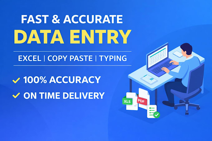 fast and accurate data entry, excel data typing and copy paste work