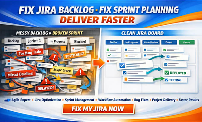 fix jira backlog, sprint planning, and workflow issues for faster delivery