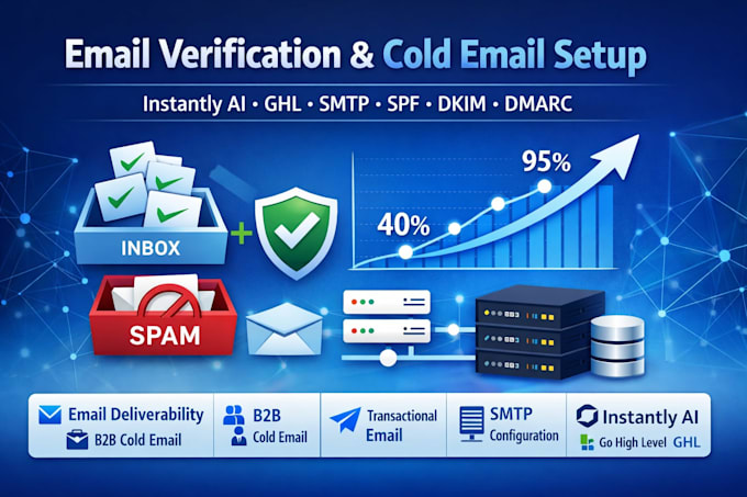 email verification b2b cold email instantly setup transactional email smtp ghl