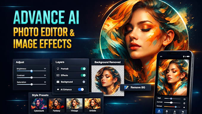 build advance ai image editor app, image generator app, ai video editing app